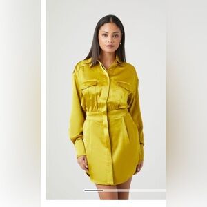 Satin Shirt Mini Dress
